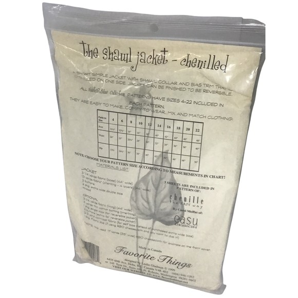 Chenille Shawl Jacket Pattern Favorite Things Designs Collar Leslie Gladden NEW - Picture 3 of 4